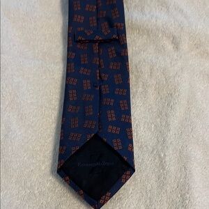 Ermenegildo Zegna Blue and Orange Silk Tie Geometric Pattern